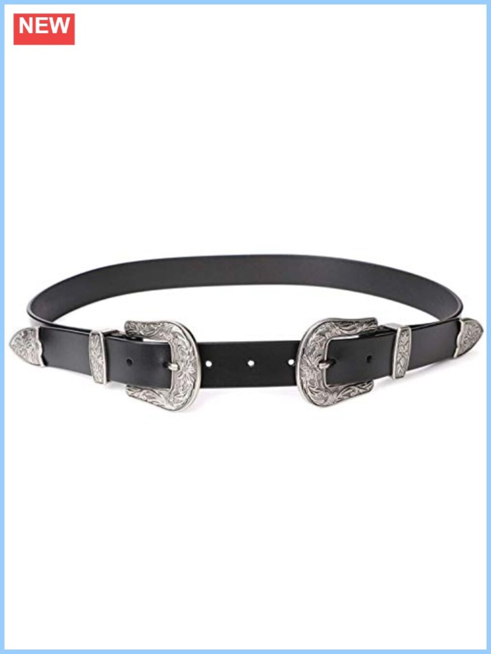 Double Buckle Western Belt Adjustable Fits 24-41